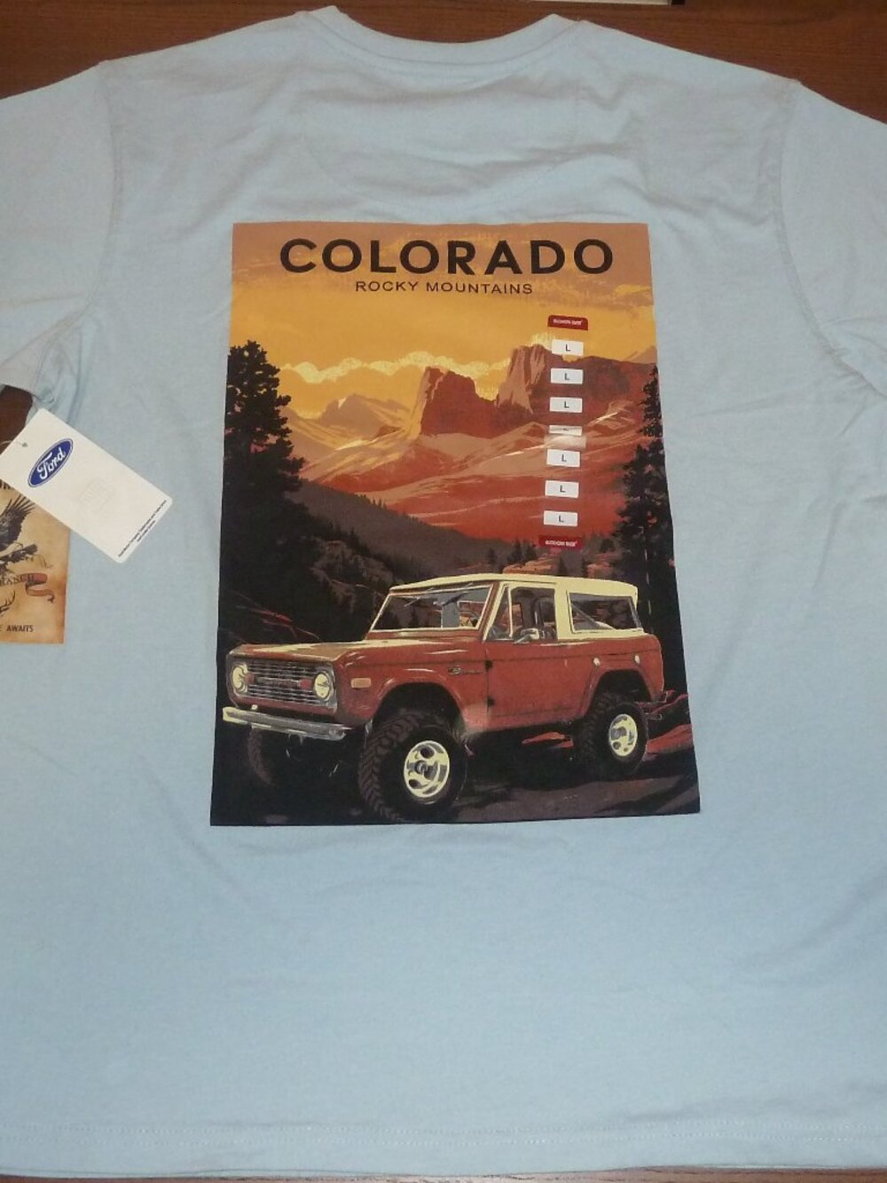 Ford Bronco Licensed Mens Size Large Buckhorn River T Shirt Colorado Mountains